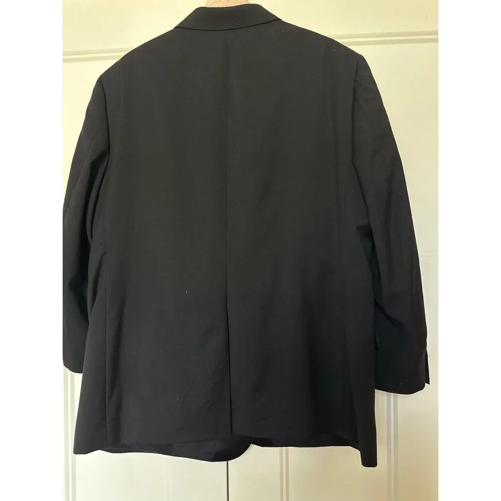 Jos A Bank Tuxedo Jacket Mens 46‎ Short Wool Travelers Black Satin Lapel